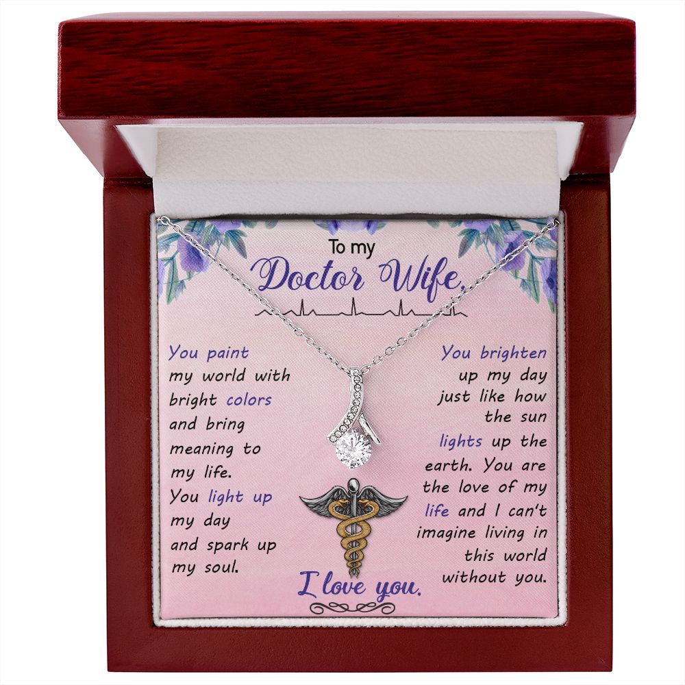 Couples Gifts, Doctor Wife Girlfriend Necklace Gifts From Husband, Wedding Anniversary Jewelry For Wife From Husband, Wife Birthday From Husband, To My Beautiful Wife Girlfriend Message Card and Gift Box styles On Birthday, Christmas, Anniversary  Allruin