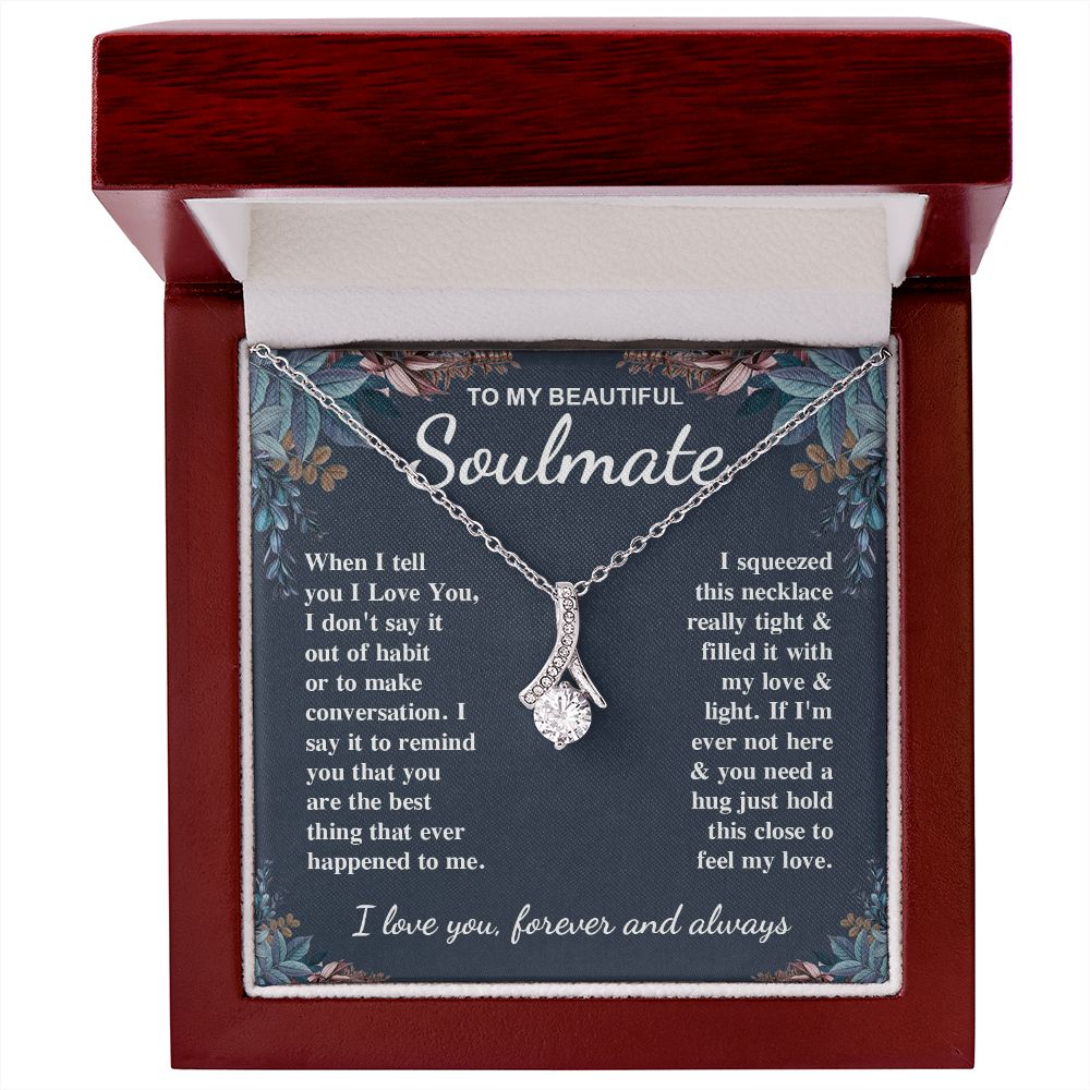 To My Beautiful Soulmate Necklace Gift for Her, Soulmate for Wife Valentine Gifts from Husband, Birthday for Women, Soulmate Gifts, Message Card and Necklace Gifts Box Gift Box Styles on Birthday, Wedding, Anniversary, Valentine Allruing Necklace