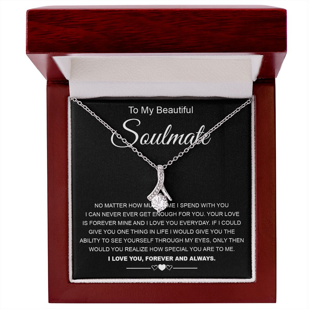 To My Beautiful Soulmate Necklace Birthday Gifts for Wife Gifts from Husband, Wife Valentine Gifts, Gifts for Wife, Message Card and Necklace Gift Box Gift Box Styles on Birthday, Wedding, Anniversary, Valentine Allruing Necklace