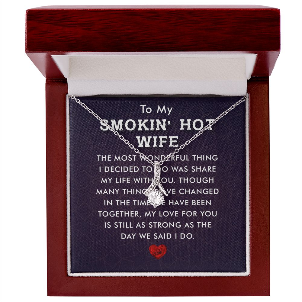 Couples Gifts, Smokin' Hot Wife Necklace Gifts From Husband, Wedding Anniversary Jewelry For Wife From Husband, Wife Birthday From Husband, To My Unbiological Sister Message Card and Gift Box styles On Birthday, Christmas, Anniversary  Allruing Necklace