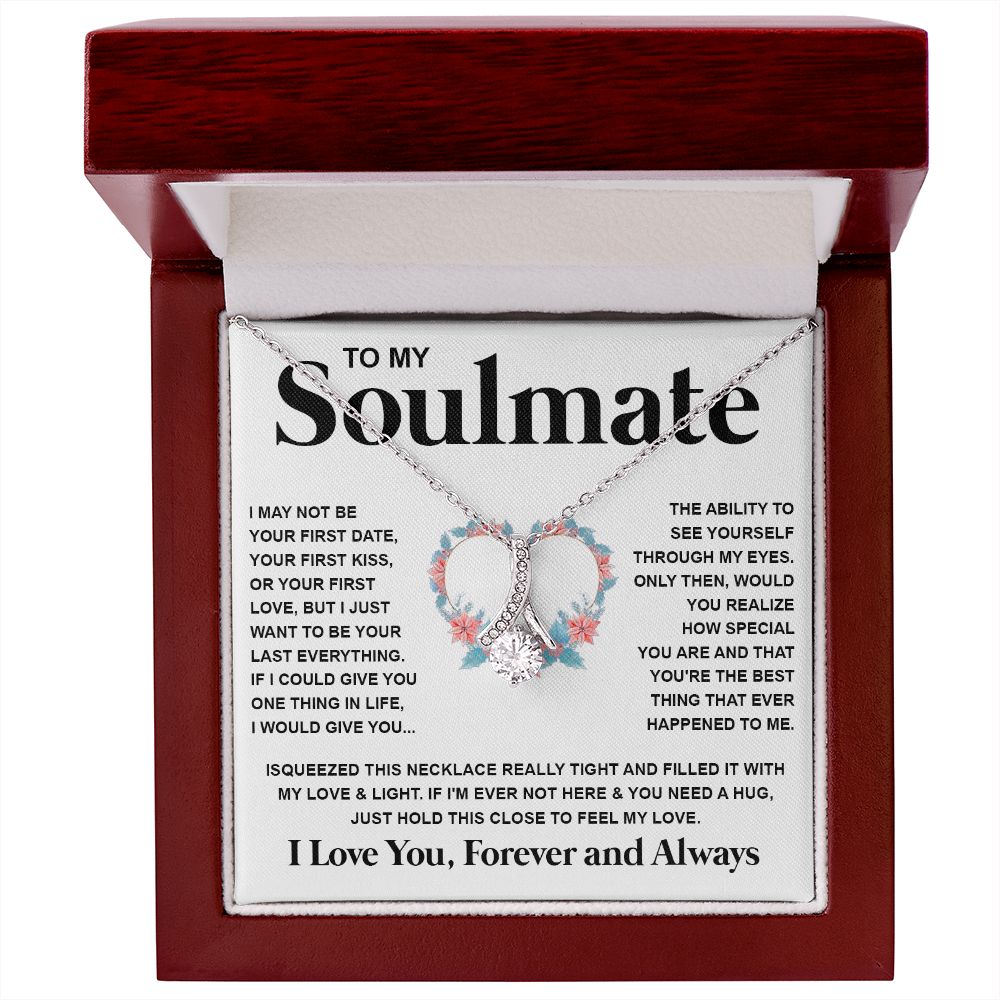 Couples Gifts Necklace To My Soulmate Necklace Valentine Christmas Jewelry Romantic Gifts For My Wife Pendant Jewelry with Message Card and Box Necklaces for Women Valentines Day Happy Anniversary Wedding Present Allruing Necklace