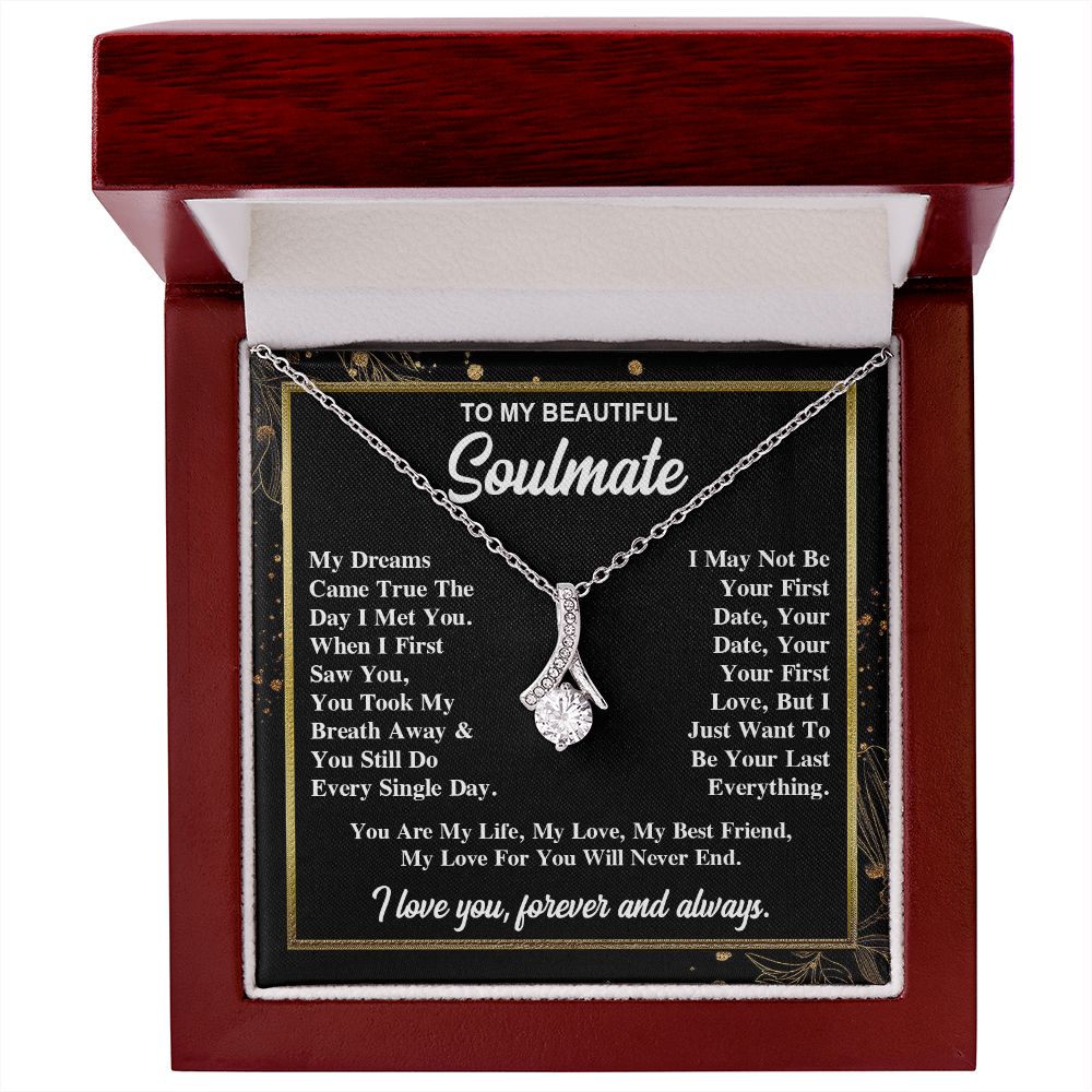 To My Soulmate Necklace Gift for Her, Soulmate Necklace, Necklaces for Wife from Husband, Birthday To My Wife Necklace, Soulmate Gifts, Necklace Message Card and Gift Box Styles on Birthday, Wedding, Anniversary, Valentine Allruing Necklace