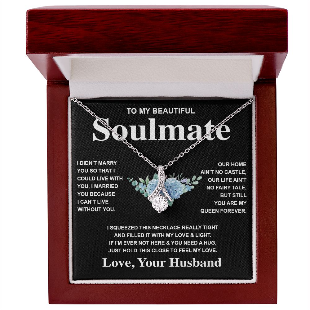 Soulmate Necklace Gift From Husband To My Badass Wife Pendant Valentines Day Anniversary Jewelry with Message Card and Gift Box. Gift for Wife. Necklace Gift Set for Wife Allruing Necklace