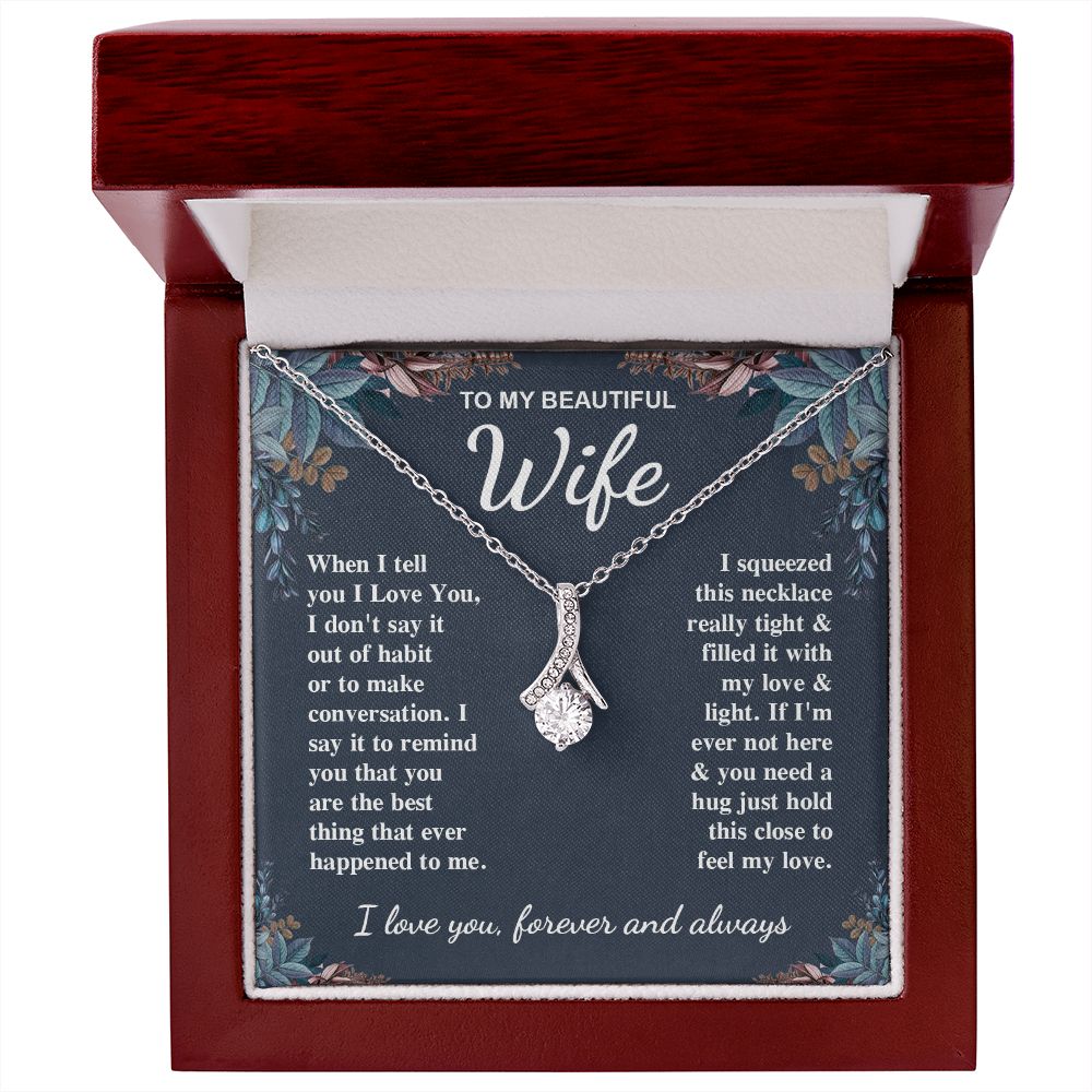 To My Beautiful Wife Necklace Gift for Her, Soulmate for Wife Valentine Gifts from Husband, Birthday for Women, Soulmate Gifts, Message Card and Necklace Gifts Box Gift Box Styles on Birthday, Wedding, Anniversary, Valentine Allruing Necklace