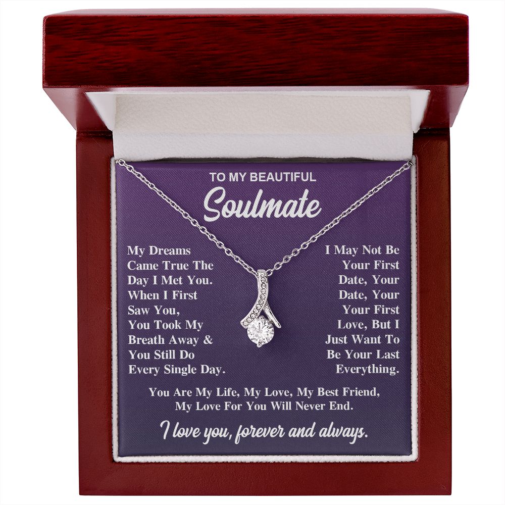 To My Soulmate Necklace Gift for Her, Soulmate Jewelry, Necklaces for Wife from Husband, Valentine To My Wife Necklace, Soulmate Gifts, Necklace Message Card and Gift Box Styles on Birthday, Wedding, Anniversary, Valentine Allruing Necklace