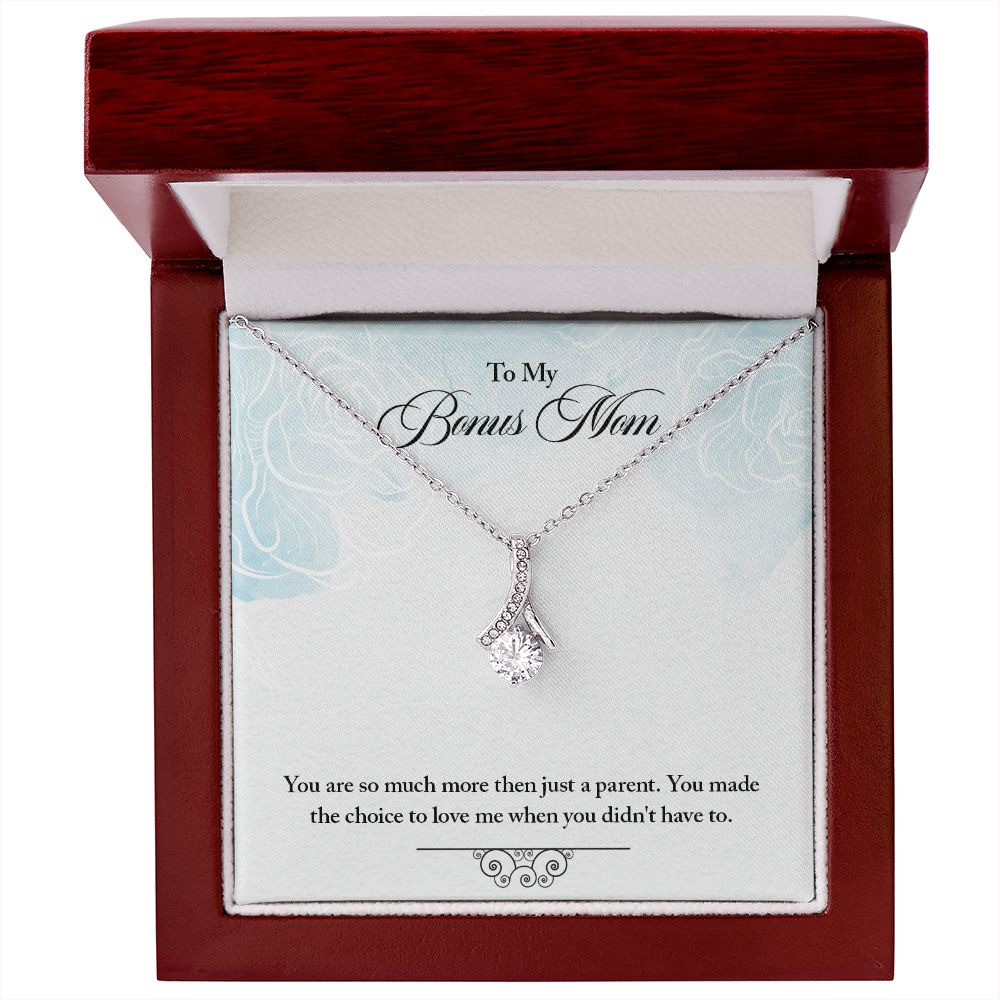 My Bonus Mom Necklace, Dear Mom, Mother's Day Necklace, Gift for Mom from Daughter, Son, Amazing Mom, Perfect Mother Mother's Day Gift, Love Knot Necklace Message Card and Gift Box Styles on Birthday, Christmas, Anniversary  Allruing Necklace
