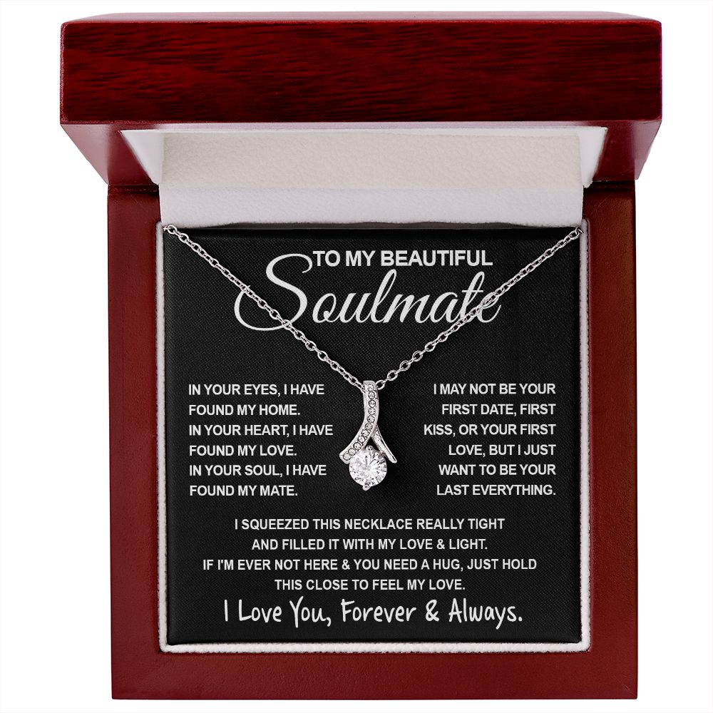 To My Beautiful Soulmate Necklace, Soulmate Jewelry For Women, Wife Necklace From Husband, Wife Valentine Gifts Necklace For Wife, Soulmate Gifts For Her, To My Future Wife Necklace Soulmate Allruing Necklace