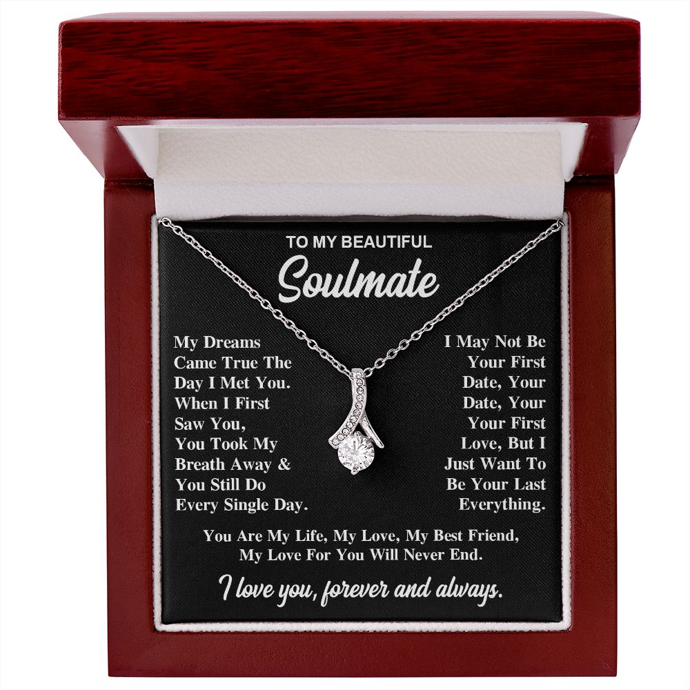 To My Soulmate Necklace Gift for Her, Soulmate Jewelry, Necklaces for Wife from Husband, Anniversary, To My Wife Necklace, Soulmate Gifts, Necklace Message Card and Gift Box Styles on Birthday, Wedding, Anniversary, Valentine Allruing Necklace