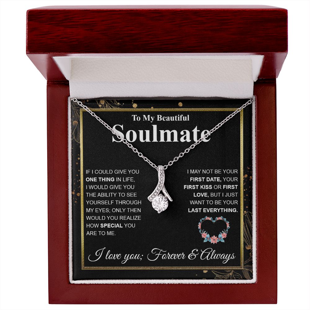 Beautiful Soulmate Necklace My Last Everything, Promise Necklace For Her, Fiance Gifts For Her, Wedding Valentine Gifts For Future Wife With Message Card Box LED, Soulmate Necklace For Women, To My Wife Necklace Allruing Necklace