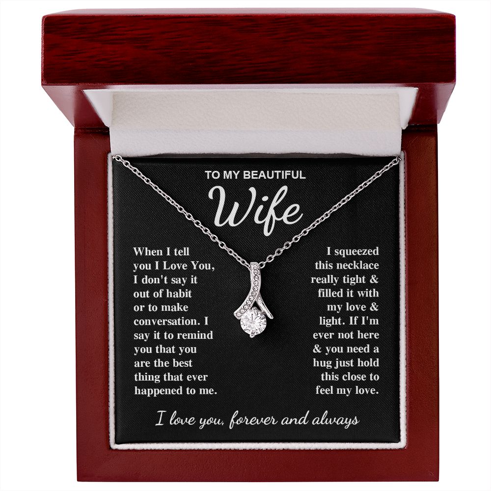 To My Beautiful Wife Necklace Gift for Her, Soulmate for Wife Birthday Gifts from Husband, Valentine for Women, Soulmate Gifts, Message Card and Necklace Gifts Box Gift Box Styles on Birthday, Wedding, Anniversary, Valentine Allruing Necklace