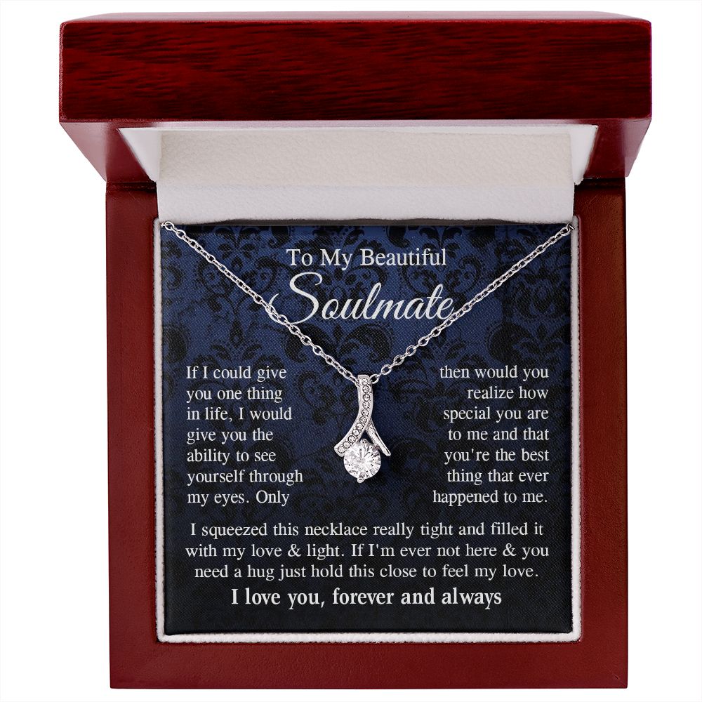 Soulmate Necklace Gift for Her, Soulmate Jewelry, Necklace for Future Wife, Valentine Anniversary Jewelry for Wife Necklace Gifts from Husband - Soulmate Gift Necklace with Message Card and Gift Box Allruing Necklace