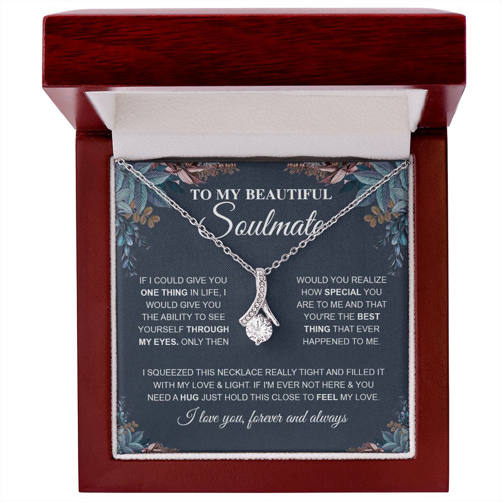To My Beautiful Soulmate Necklace, Love Necklace for Girlfriend, Wife Gift, Soulmate Jewelry, Soulmate Necklace, Future Wife Gift, Necklace for Wife from Husband Necklace Message Card and Gift Box Styles on Birthday, Christmas, Wedding, Anniversary Allrui