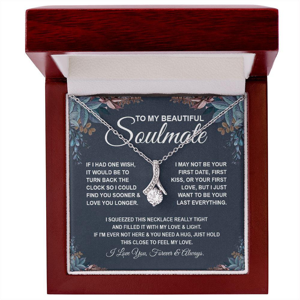 To My Beautiful Soulmate Necklace, Soulmate Jewelry For Women, Wife Necklace From Husband, Soulmate Gifts For Her, To My Future Soulmate Necklace Message Card and Necklace Gift Box Gift Box Styles on Birthday, Wedding, Anniversary, Valentine Allruing Neck