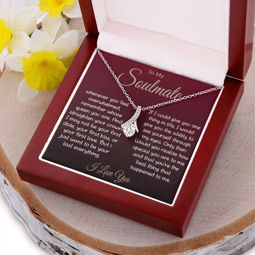 To My Soulmate Necklace For Women, Couple Gifts For Girlfriend, Valentine Christmas Presents For Girlfriend, Valentine Necklace Gifts For Wife, Women Romantic Jewelry For Her Vanlentine Day's Message Card and Gift Box Styles ALLURING