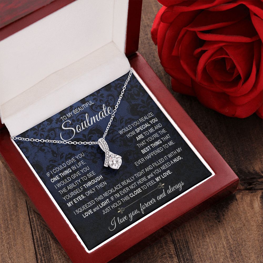 To My Soulmate Necklace for Women, Necklaces For Wife from Husband, Soulmate Necklace to My Future Wife, Necklace For Girlfriend with Message Card and Necklace Gift Box Gift Box Styles on Birthday, Christmas, Wedding, Anniversary Allruing Necklace