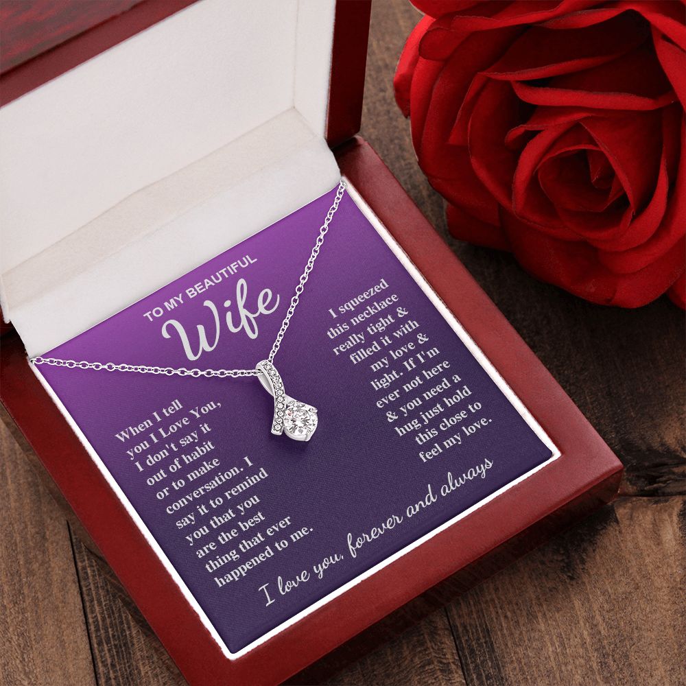To My Beautiful Wife Necklace Gifts for Her, Soulmate for Wife Birthday Gifts from Husband, Valentine for Women, Soulmate Gifts, Message Card and Necklace Gifts Box Gift Box Styles on Birthday, Wedding, Anniversary, Valentine Allruing Necklace