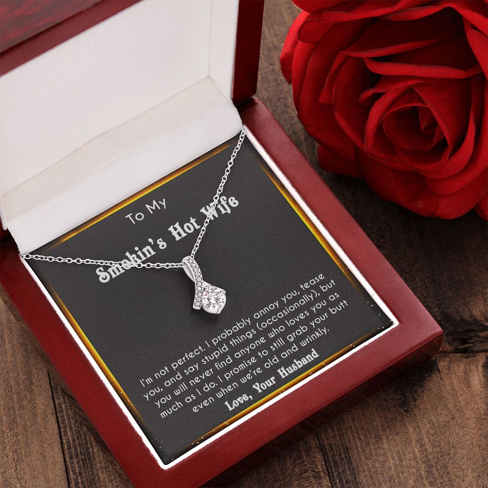 to My Smokin Hot Wife Necklace Future Wife Gifts, Promise Necklace For Her, Fiance Gifts For Her, Valentine Birthday Gifts For Future Wife With Message Card Box LED, Soulmate Necklace For Women, To My Wife Necklace Allruing Necklace