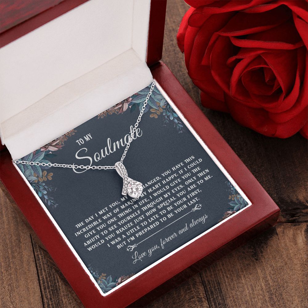 To My Soulmate Necklace Gift, Necklaces For Wife from Husband, Soulmate Necklace to My Beautiful Soulamte, Necklace For Soulmate with Message Card and Necklace Gift Box Gift Box Styles on Birthday, Christmas, Wedding, Anniversary, Valentine Allruing Neckl
