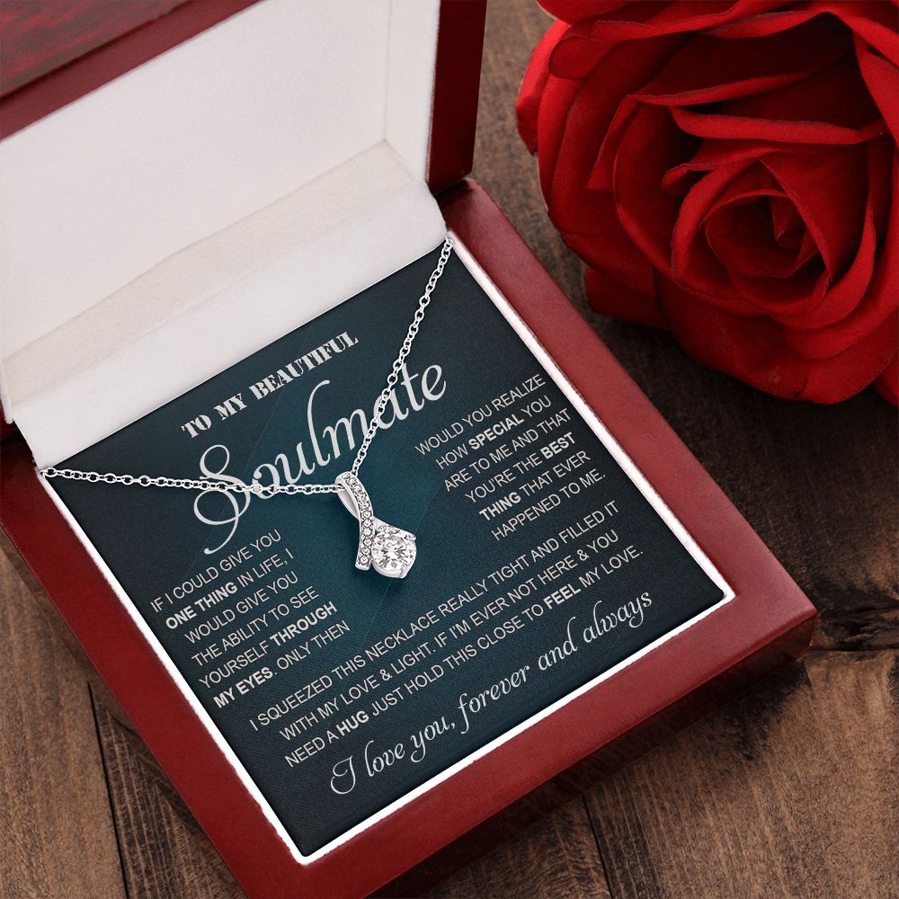 Personalized Valentine Gift For Wife, To My Soulmate Necklace For Women, Soulmate Necklace, To My Wife Necklace From Husband, Necklace Custom Name Message Card and Gift Box Styles on Birthday, Christmas, Wedding, Anniversary Allruing Necklace