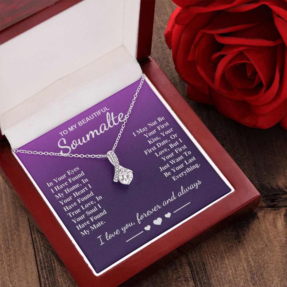 To My Beautiful Soulmate Necklace Gift, Soulmate for Wife Birthday Gifts from Husband, Valentine for Women, Soulmate Gifts, Message Card and Necklace Gifts Box Gift Box Styles on Birthday, Wedding, Anniversary, Valentine Allruing Necklace