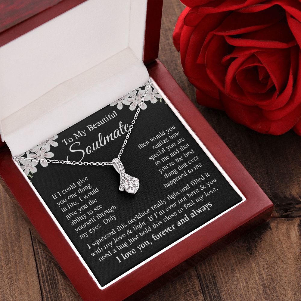 Soulmate Necklace Gift for Her, Soulmate Jewelry, Necklace for Future Wife, Wedding Valentine Jewelry for Wife Necklace Gifts from Husband - Soulmate Gift Necklace with Message Card and Gift Box Allruing Necklace