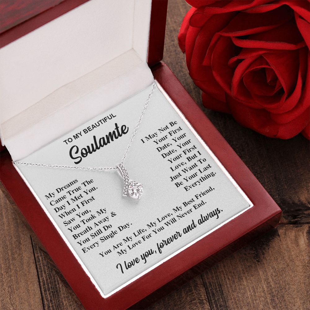 To My Soulmate Necklace Gift for Her, Soulmate Necklace, Necklaces for Wife from Husband, Valentine To My Wife Necklace, Soulmate Gifts, Necklace Message Card and Gift Box Styles on Birthday, Wedding, Anniversary, Valentine Allruing Necklace