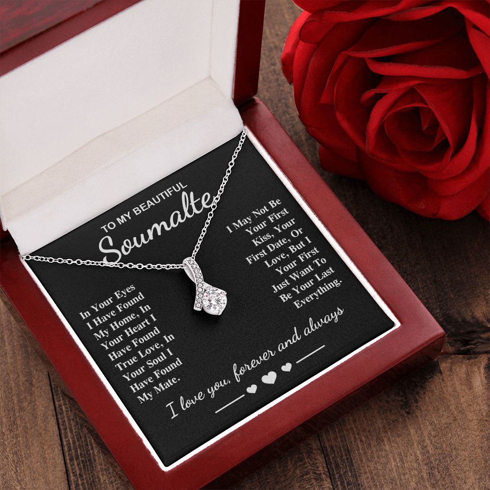 To My Beautiful Soulmate Necklace Gifts, Soulmate for Wife Birthday Gifts from Husband, Valentine for Women, Soulmate Gifts, Message Card and Necklace Gifts Box Gift Box Styles on Birthday, Wedding, Anniversary, Valentine Allruing Necklace