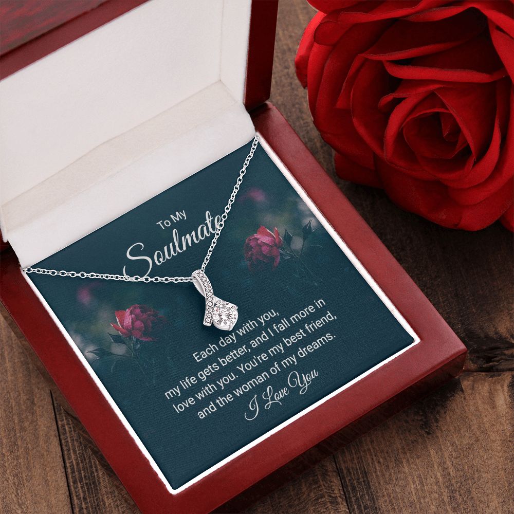 To My Soulmate Necklace for her Jewelry For Her Couples Gifts Necklaces For Soul Mate Christmas Jewelry, Dear Wife, Forever & Always, Love Knot Meaningful Necklace Message Card and Gift Box Styles on Birthday, Christmas, Anniversary Allruing Necklace