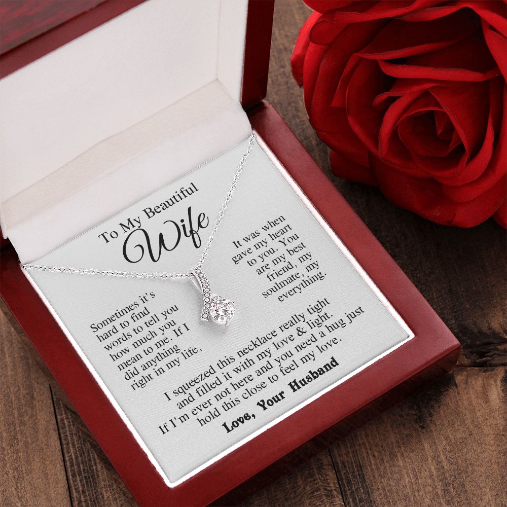 Wife Necklace from Husband, Anniversary Romantic Gifts for Wife from Husband to My Wife Necklaces for Wife Birthday Gifts, Wife Jewelry Necklace Message Card and Necklace Gift Box Gift Box Styles on Birthday, Wedding, Anniversary, Valentine Allruing Neckl