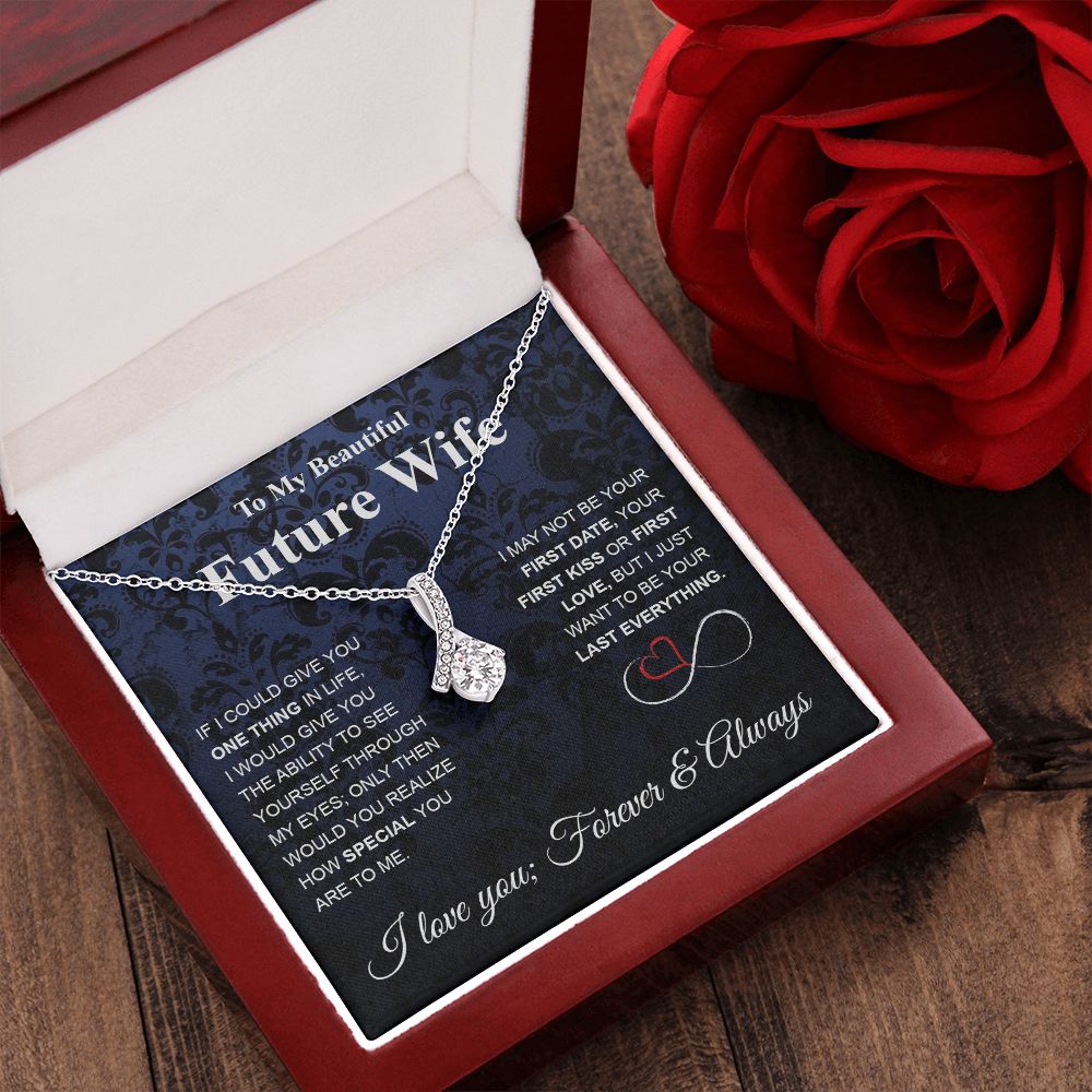 Future Wife Necklace My Last Everything, Promise Necklace For Her, Fiance Gifts For Her, Wedding Gifts For Future Wife With Message Card Box LED, Soulmate Necklace For Women, To My Wife Necklace Allruing Necklace