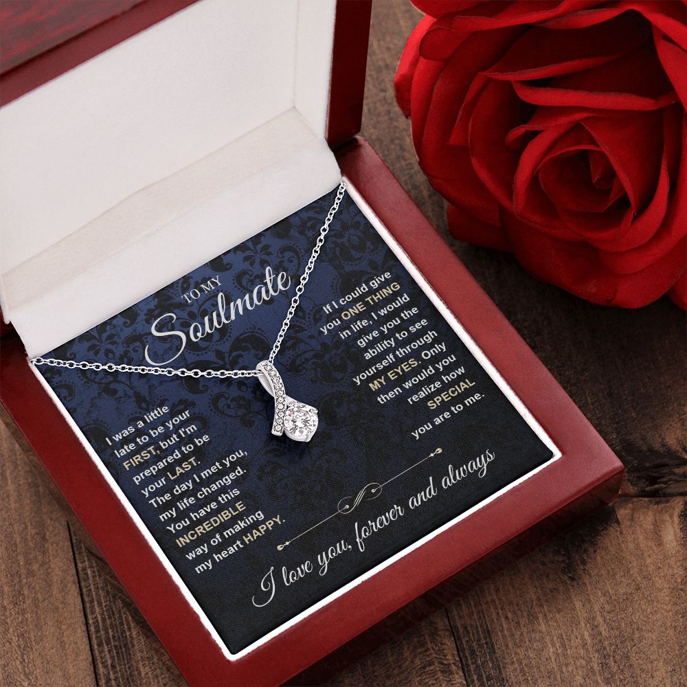 To My Soulmate Necklace for Women, Necklaces Gift For Wife from Husband, Soulmate Jewelry to My Future Wife Necklace and Necklace For Girlfriend with Message Card and Necklace Gift Box Gift Box Styles on Birthday, Christmas, Wedding, Anniversary Allruing