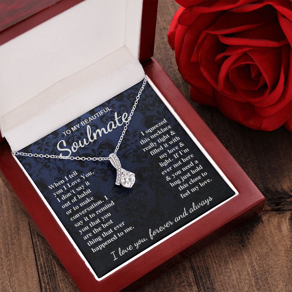 To My Beautiful Soulmate Necklace Gift for Her, Soulmate for Wife Birthday Gifts from Husband, Wedding for Women, Soulmate Gifts, Message Card and Necklace Gifts Box Gift Box Styles on Birthday, Wedding, Anniversary, Valentine Allruing Necklace