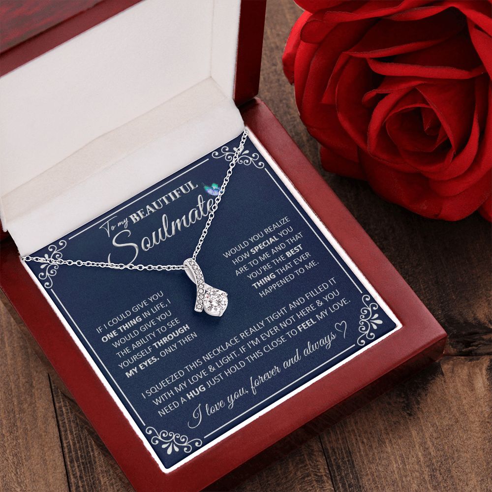 Couples Gifts, To My Beautiful Soulmate Necklace Gifts From Husband, Wedding Anniversary For Wife From Husband, To My Beautiful Wife Necklace, Necklace Custom Name Message Card and Gift Box Styles on Birthday, Christmas, Wedding, Anniversary Allruing Neck