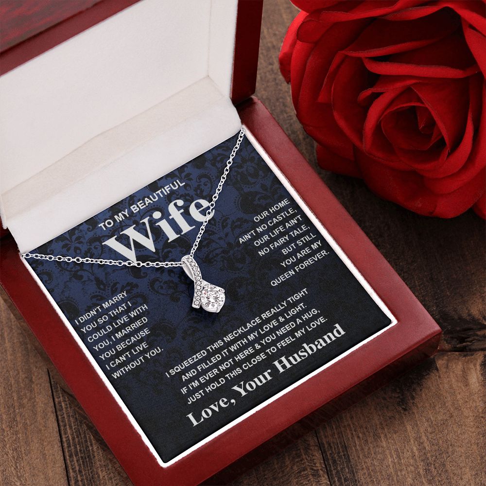 Wife Necklace Gift From Husband To My Badass Wife Valentines Day Anniversary Jewelry with Message Card and Gift Box. Gift for Wife. Necklace Gift Set for Wife Message Card and Necklace Gifts Box Gift Box Styles Allruing Necklace