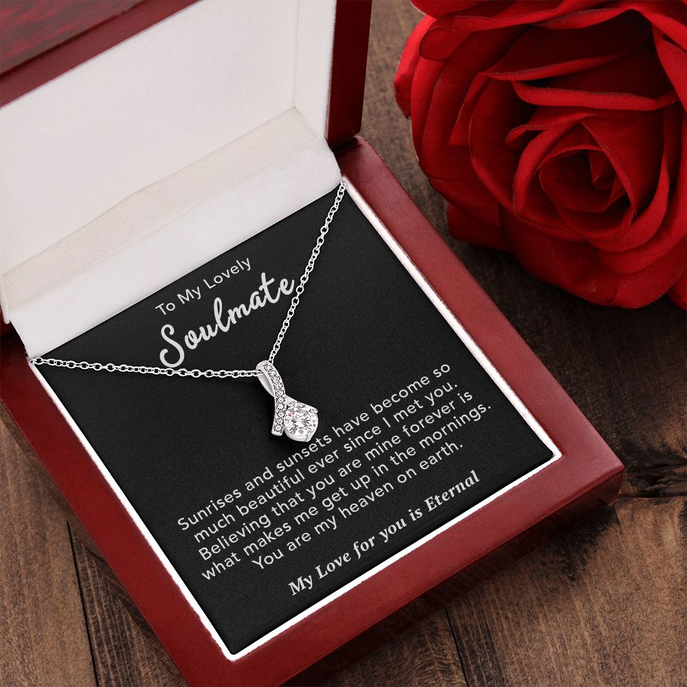 To My Lovely Soulmate Necklace Gift From Husband To My Badass Wife Pendant Valentine Jewelry with Message Card and Gift Box. Gift for Wife. Necklace Gift Set for Wife Necklace Gifts Box Gift Box Styles Allruing Necklace