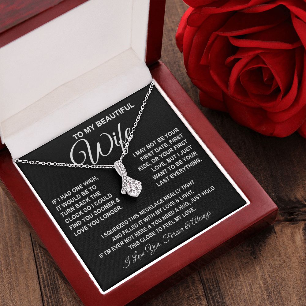 To My Beautiful Wife Necklace, Soulmate Jewelry For Women, Wife Necklace From Husband, Soulmate Gift For Her, To My Future Wife Necklace Message Card and Necklace Gift Box Gift Box Styles on Birthday, Wedding, Anniversary, Valentine Allruing Necklace