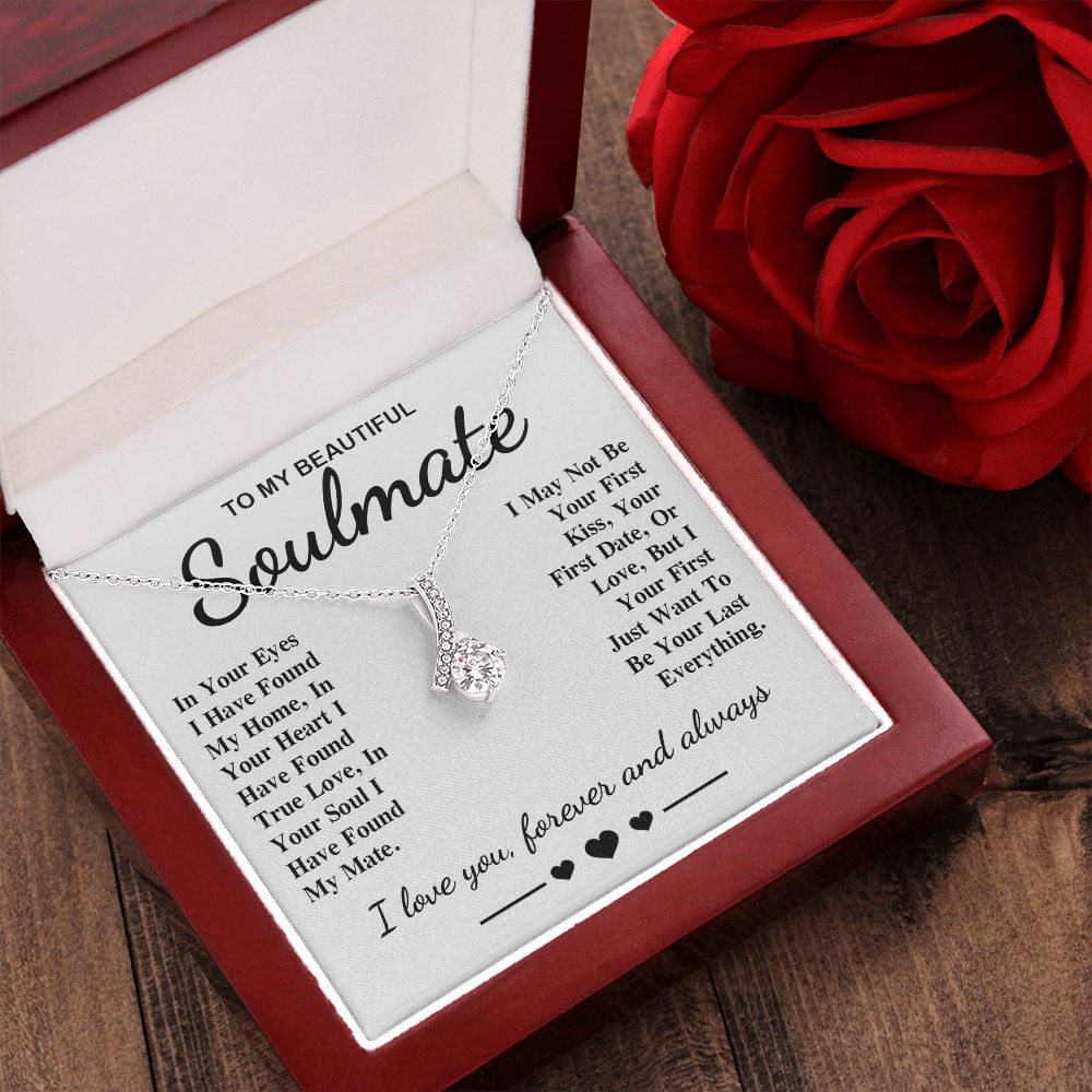 To My Beautiful Soulmate Necklace Gift, Soulmate for Wife Birthday Gifts from Husband, Anniversary for Women, Soulmate Gifts, Message Card and Necklace Gifts Box Gift Box Styles on Birthday, Wedding, Anniversary, Valentine Allruing Necklace