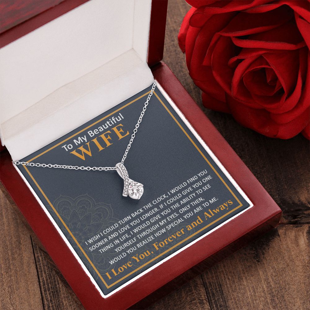 Couples Gifts, To My Beautiful Wife Necklace From Husband, Wedding Anniversary For Wife From Husband, Wife Wedding From Husband, To My Wife, Necklace Custom Name Message Card and Gift Box Styles on Birthday, Christmas, Wedding, Anniversary Allruing Neckla