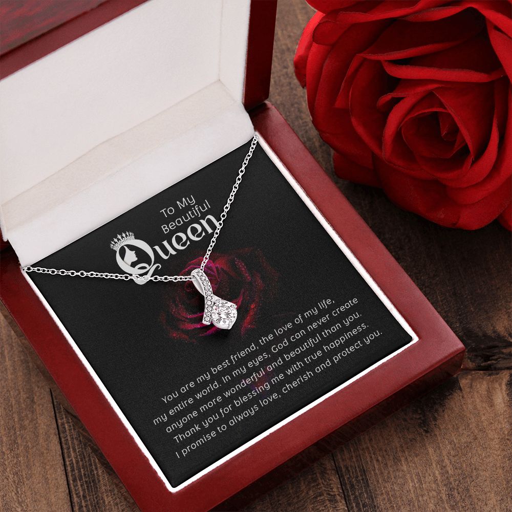 Couples Gifts, Beautiful Queen Necklace Gifts From Husband, Wedding Anniversary Jewelry For Wife From Husband, Wife Birthday From Husband, To My Soulmate Message Card and Gift Box styles On Birthday, Christmas, Anniversary  Allruing Necklace