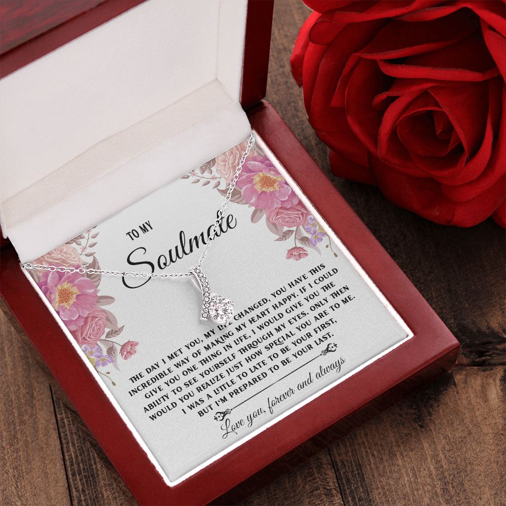 To My Soulmate Necklace, Necklaces For Wife from Husband, Soulmate Necklace to My Beautiful Wife, Necklace For Soulmate with Message Card and Necklace Gift Box Gift Box Styles on Birthday, Christmas, Wedding, Anniversary Allruing Necklace