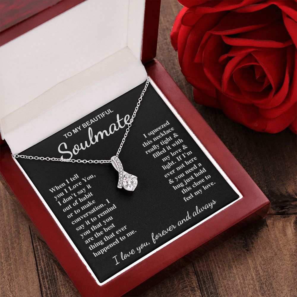 To My Beautiful Soulmate Necklace Gifts for Her, Soulmate for Wife Birthday Gifts from Husband, Valentine for Women, Soulmate Gifts, Message Card and Necklace Gifts Box Gift Box Styles on Birthday, Wedding, Anniversary, Valentine Allruing Necklace