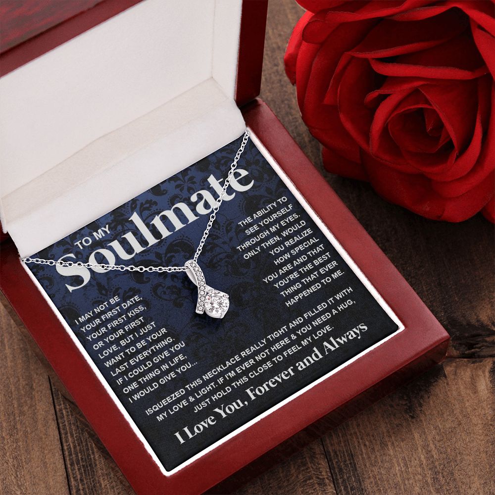 Couples Gifts Necklace To My Soulmate Necklace Anniversary Christmas Jewelry Romantic Gifts For My Wife Pendant Jewelry with Message Card and Box Necklaces for Women Valentines Day Happy Anniversary Wedding Present Allruing Necklace
