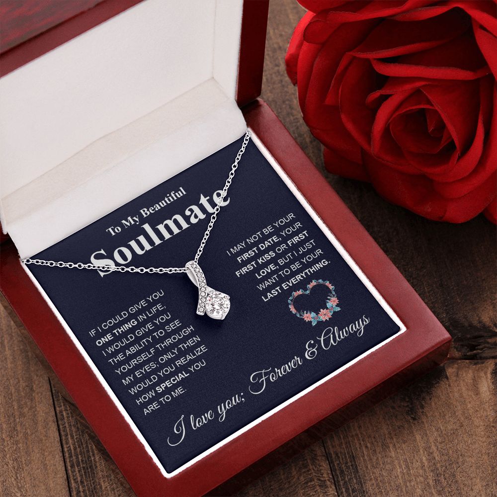 My Beautiful Soulmate Necklace My Last Everything, Promise Necklace For Her, Fiance Gifts For Her, Valentine Gifts For Future Wife With Message Card Box LED, Soulmate Necklace For Women, To My Wife Necklace copy Allruing Necklace