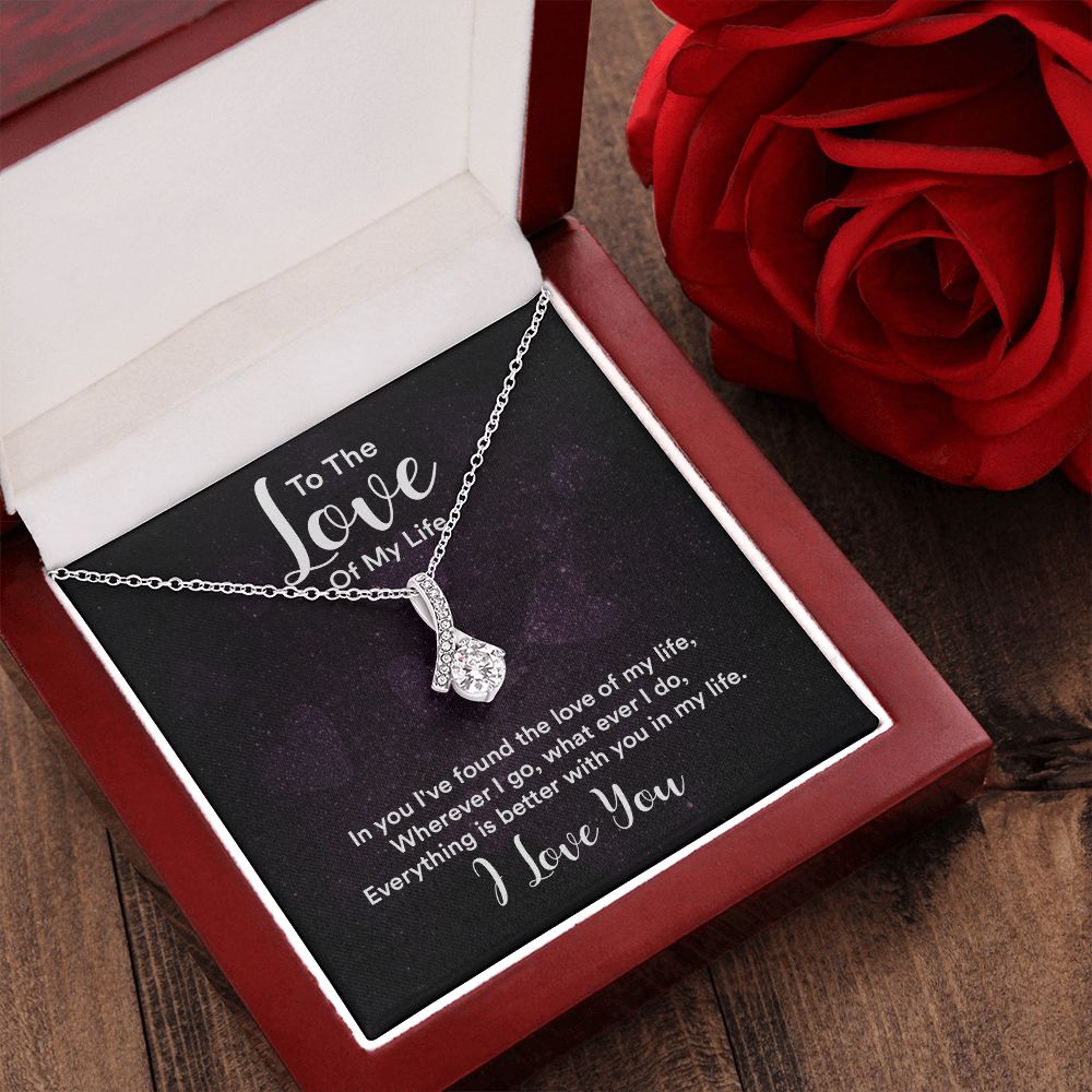 Couples Gifts, To the Love of My Life Necklace Love Knot Special Gift, Wedding Anniversary Jewelry For Wife From Husband, Wife Birthday From Husband, To My Soulmate Message Card and Gift Box styles On Birthday, Christmas, Anniversary  Allruing Necklace