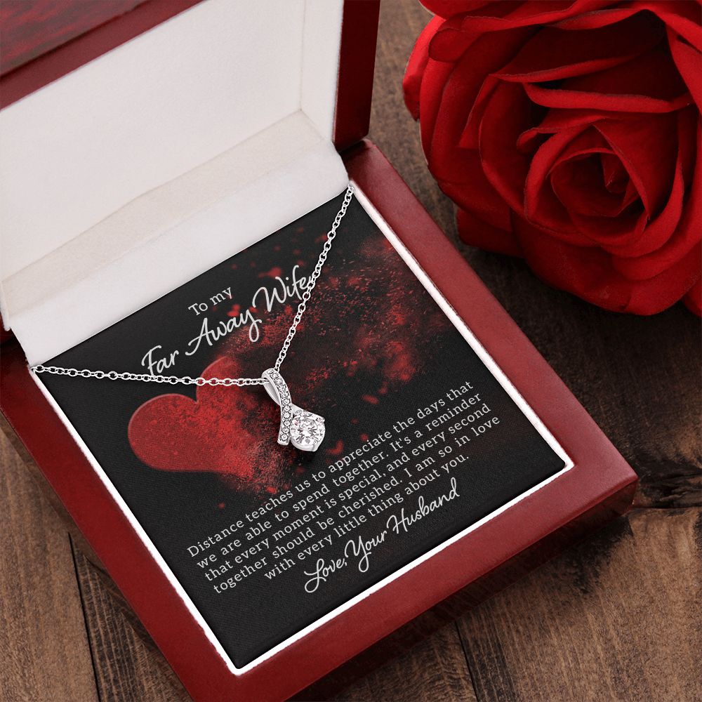 Couples Gifts, Far Away Wife Necklace Gifts From Husband, Wedding Anniversary Jewelry For Wife From Husband, Wife Birthday From Husband, To My Soulmate Message Card and Gift Box styles On Birthday, Christmas, Anniversary  Allruing Necklace