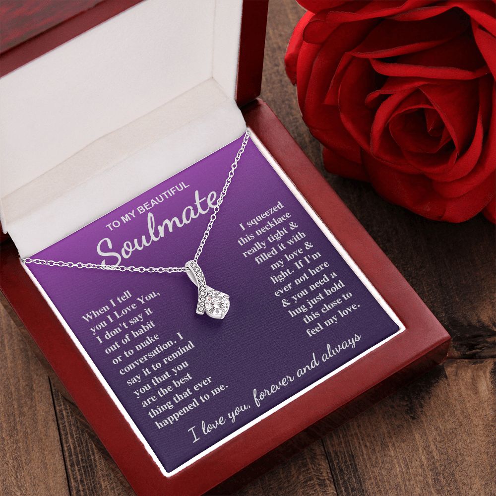 To My Beautiful Soulmate Necklace Gift for Her, Soulmate for Wife Birthday Gifts from Husband, Valentine for Women, Soulmate Gifts, Message Card and Necklace Gifts Box Gift Box Styles on Birthday, Wedding, Anniversary, Valentine Allruing Necklace
