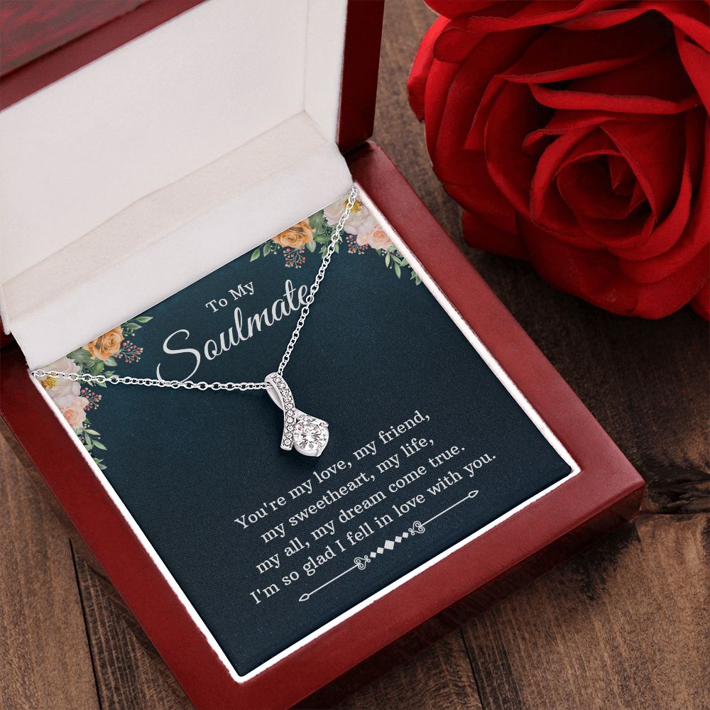 To My Beautiful Soulmate Necklace for her Jewelry For Her Couples Gifts Necklaces For Soul Mate Christmas Jewelry Romantic, Love Knot Meaningful Necklace Message Card and Gift Box Styles on Birthday, Christmas, Anniversary  Allruing Necklace