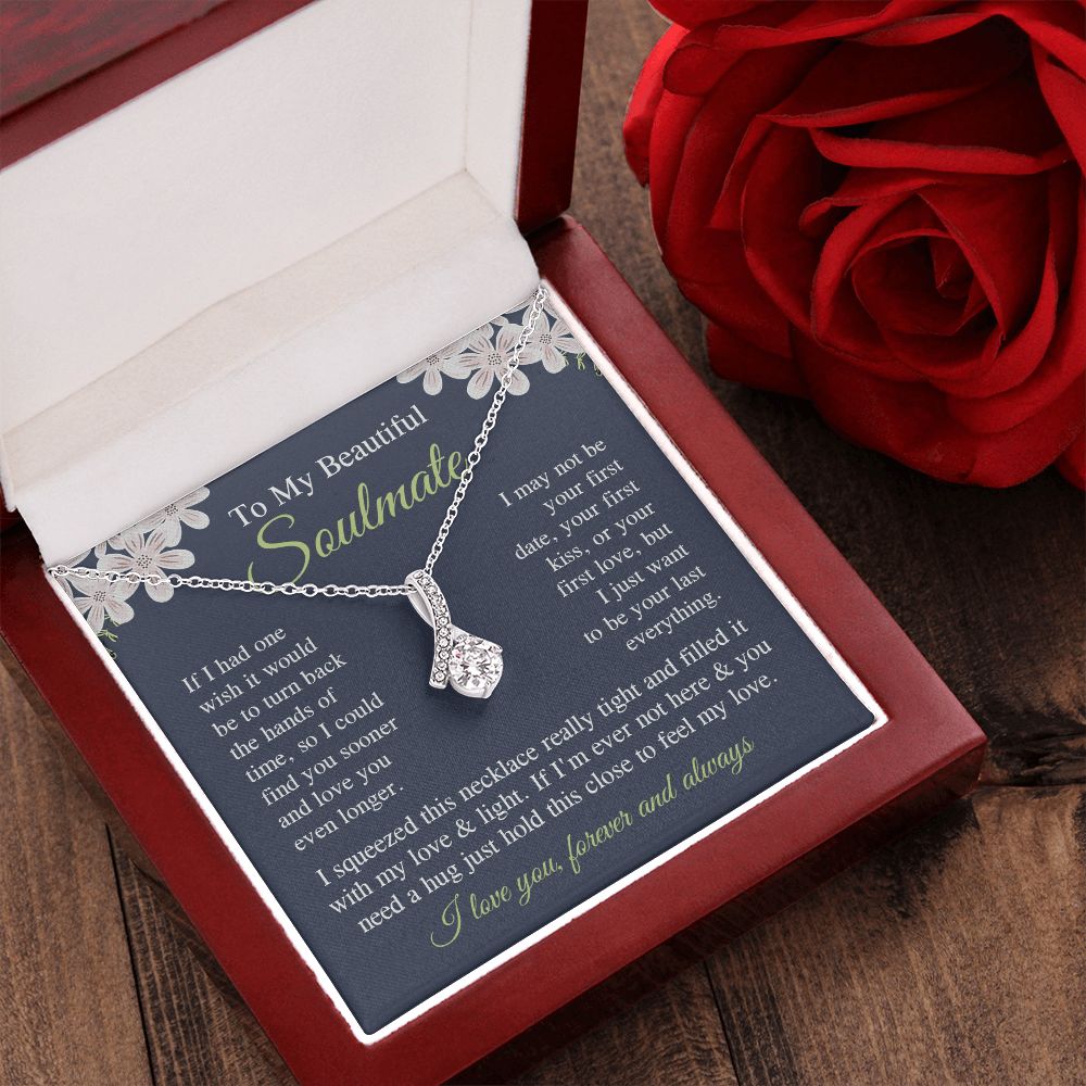 Soulmate Necklace Gift for Her, Soulmate Jewelry, Necklace for Future Soulmate, Valentine Anniversary Jewelry for Wife Necklace Gifts from Husband - Soulmate Gift Necklace with Message Card and Gift Box Allruing Necklace