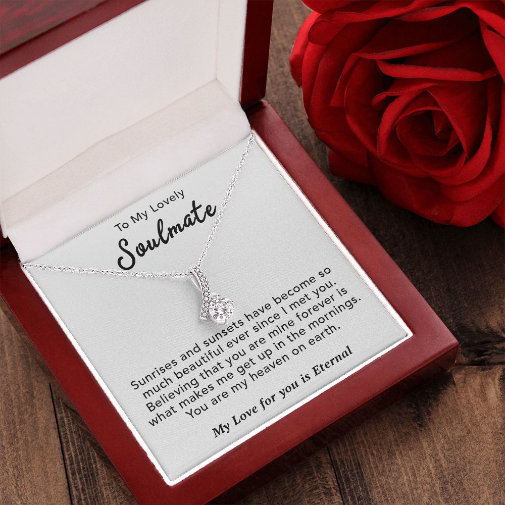 To My Lovely Soulmate Necklace Gift From Husband To My Badass Wife Pendant Anniversary Jewelry with Message Card and Gift Box. Gift for Wife. Necklace Gift Set for Wife Necklace Gifts Box Gift Box Styles Allruing Necklace