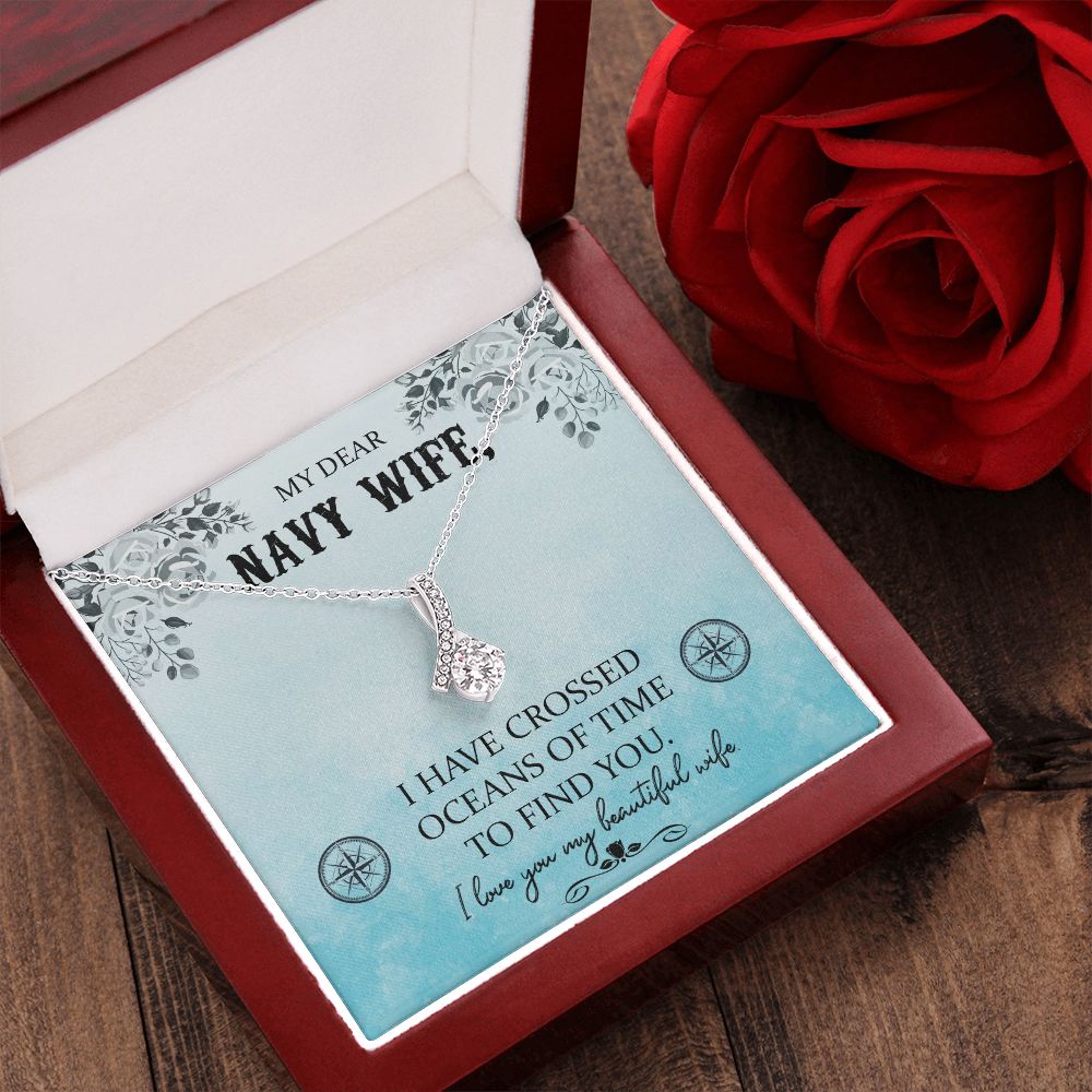 Couples Gifts, Dear Wife Necklace Gifts From Husband, Wedding Anniversary Jewelry For Wife From Husband, Wife Birthday From Husband, To My Beautiful Wife Girlfriend Message Card and Gift Box styles On Birthday, Christmas, Anniversary  Allruing Necklace